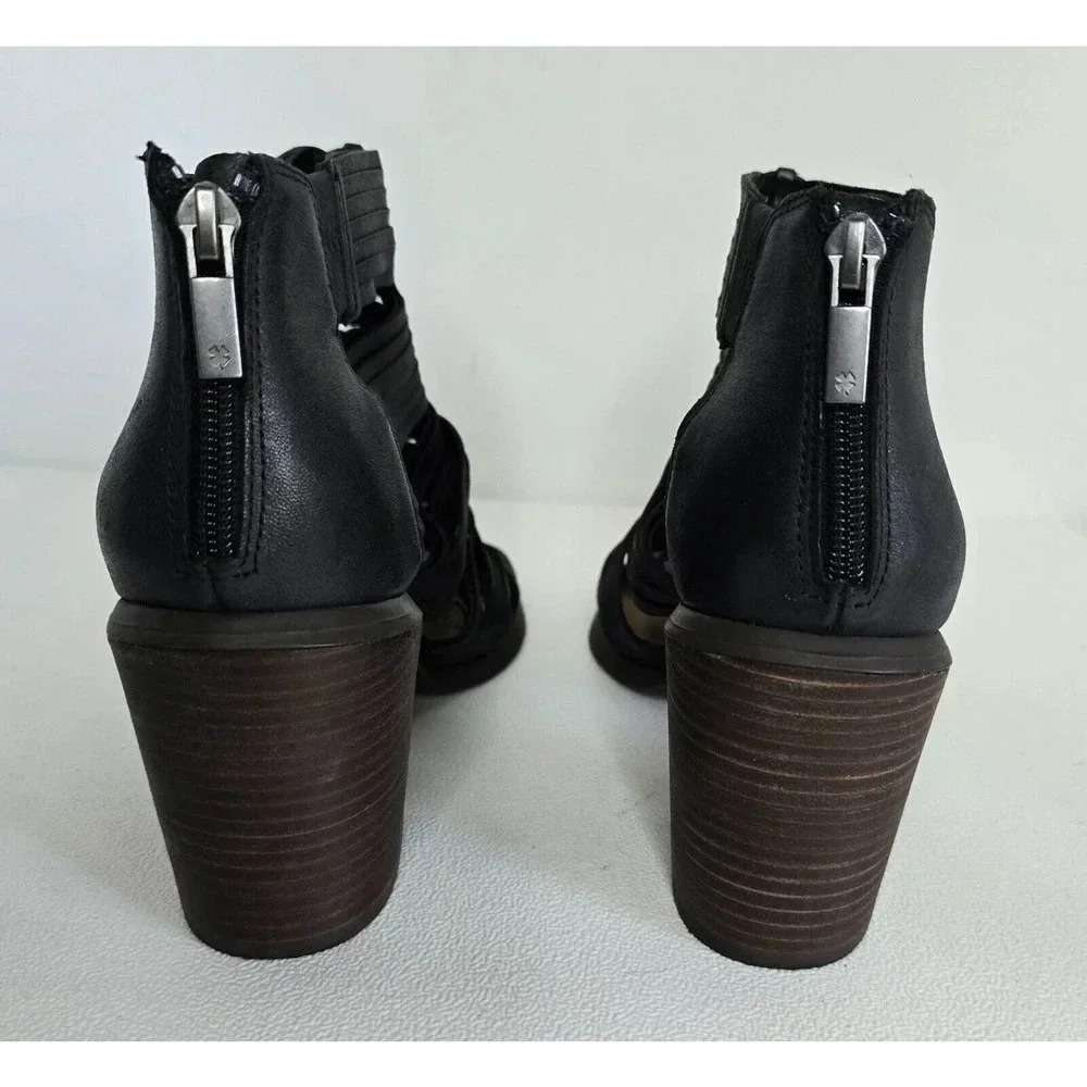 Lucky Brand Darvie Leather Black Sandal Bootie Strappy Open Toe Shoe 8.5 NEW - Picture 6 of 8